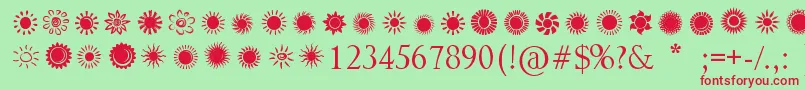 SunsAndStars Font – Red Fonts on Green Background