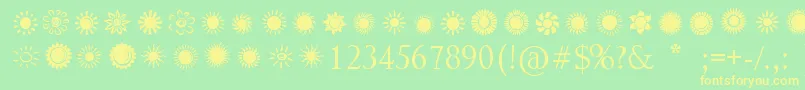 SunsAndStars Font – Yellow Fonts on Green Background