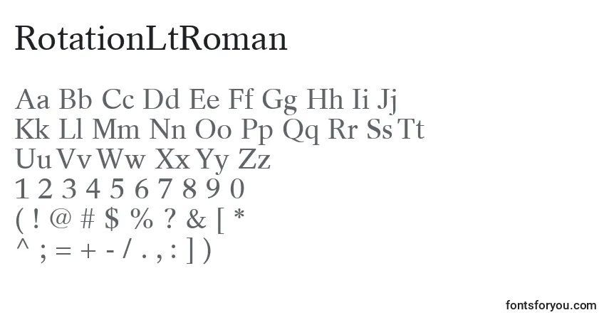 Fuente RotationLtRoman - alfabeto, números, caracteres especiales