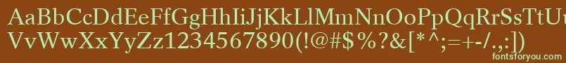 フォントRotationLtRoman – 緑色の文字が茶色の背景にあります。