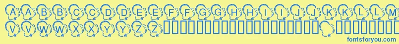 LmsTurkeyDay-Schriftart – Blaue Schriften auf gelbem Hintergrund
