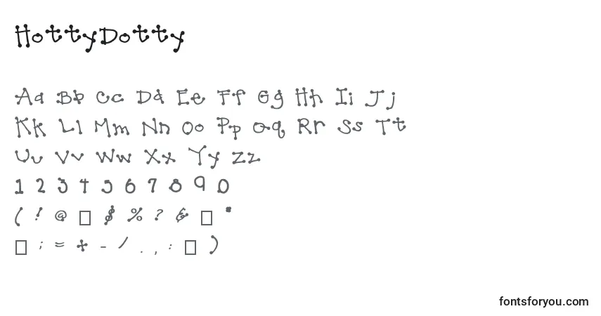 Schriftart HottyDotty – Alphabet, Zahlen, spezielle Symbole