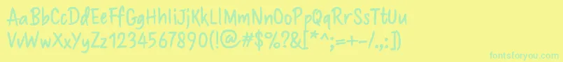 フォントBrushaff – 黄色い背景に緑の文字