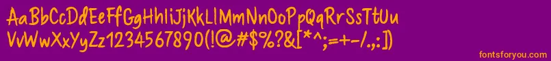 Brushaff-Schriftart – Orangefarbene Schriften auf violettem Hintergrund