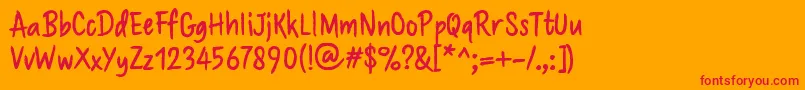 Brushaff-Schriftart – Rote Schriften auf orangefarbenem Hintergrund