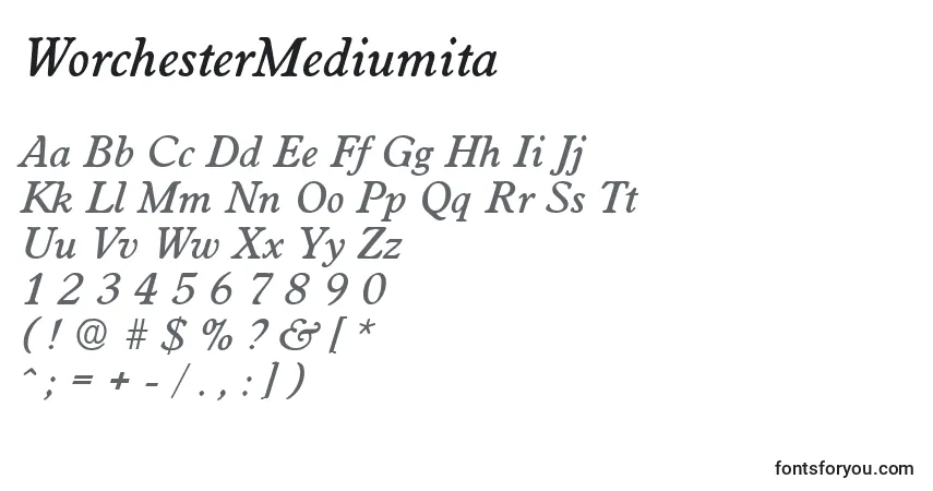 Шрифт WorchesterMediumita – алфавит, цифры, специальные символы