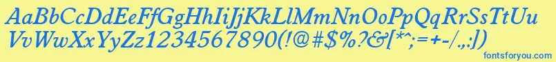 WorchesterMediumita Font – Blue Fonts on Yellow Background