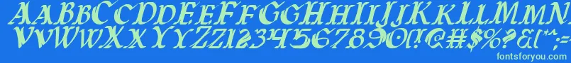 WarsOfAsgardCondensedItalic Font – Green Fonts on Blue Background