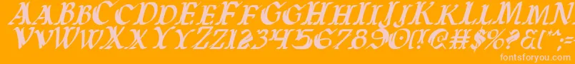 WarsOfAsgardCondensedItalic Font – Pink Fonts on Orange Background