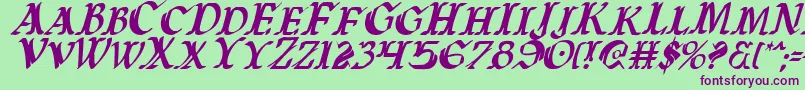 WarsOfAsgardCondensedItalic Font – Purple Fonts on Green Background