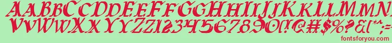 WarsOfAsgardCondensedItalic Font – Red Fonts on Green Background