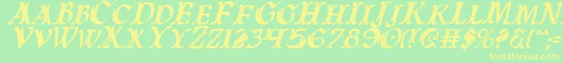 WarsOfAsgardCondensedItalic Font – Yellow Fonts on Green Background