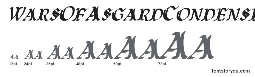 Размеры шрифта WarsOfAsgardCondensedItalic