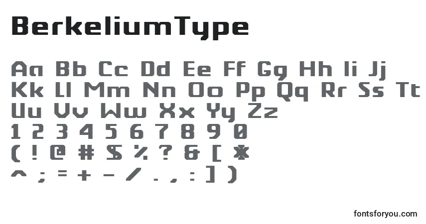 BerkeliumType Font – alphabet, numbers, special characters