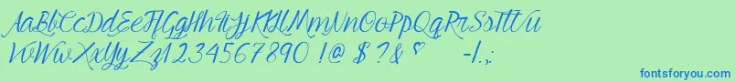 YoungBeautiful Font – Blue Fonts on Green Background