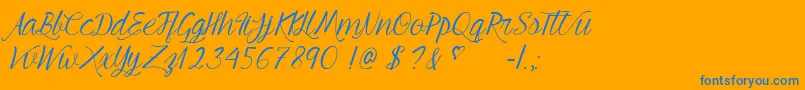 YoungBeautiful Font – Blue Fonts on Orange Background