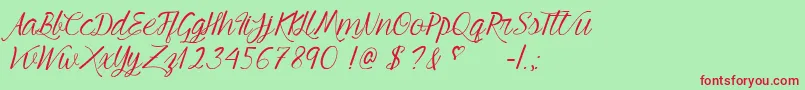 YoungBeautiful Font – Red Fonts on Green Background