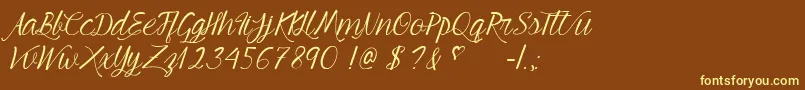 YoungBeautiful Font – Yellow Fonts on Brown Background