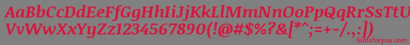 NoticiatextBolditalic Font – Red Fonts on Gray Background