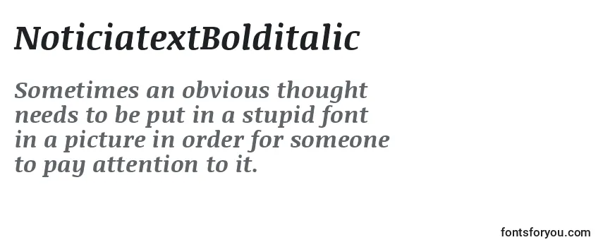 Review of the NoticiatextBolditalic Font