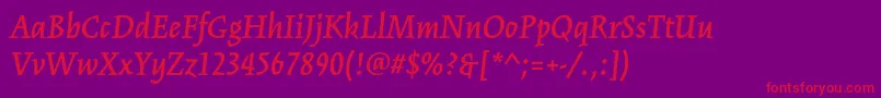 KinesisstdSemibolditalic Font – Red Fonts on Purple Background