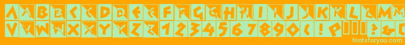 SpontanInitials-Schriftart – Grüne Schriften auf orangefarbenem Hintergrund