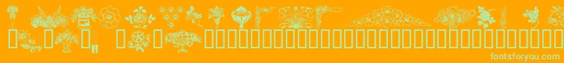 Wmflower3-Schriftart – Grüne Schriften auf orangefarbenem Hintergrund