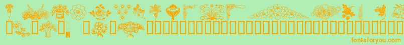 Wmflower3-Schriftart – Orangefarbene Schriften auf grünem Hintergrund