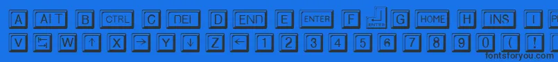 Czcionka KeycapsRegular – czarne czcionki na niebieskim tle