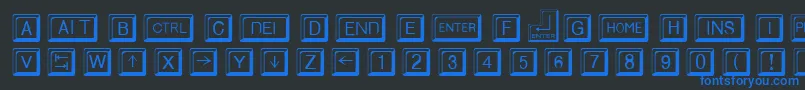 フォントKeycapsRegular – 黒い背景に青い文字