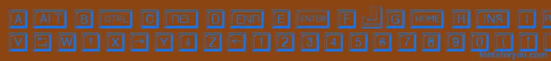 Czcionka KeycapsRegular – niebieskie czcionki na brązowym tle