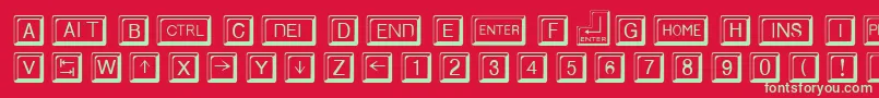 KeycapsRegular-Schriftart – Grüne Schriften auf rotem Hintergrund