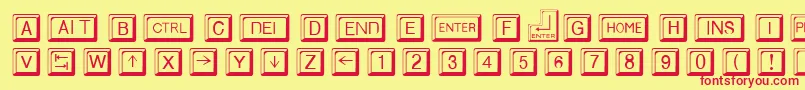 KeycapsRegular Font – Red Fonts on Yellow Background