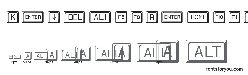 KeycapsRegular Font Sizes