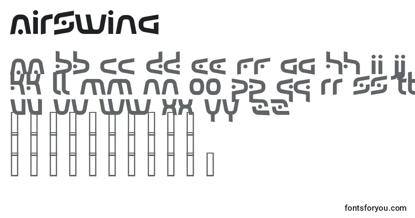 Czcionka Airswing – alfabet, cyfry, specjalne znaki