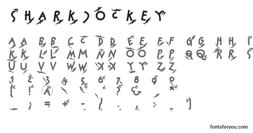 Schriftart Sharkjockey – Alphabet, Zahlen, spezielle Symbole
