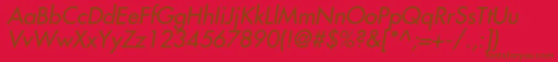 FavoritcItalic-fontti – ruskeat fontit punaisella taustalla