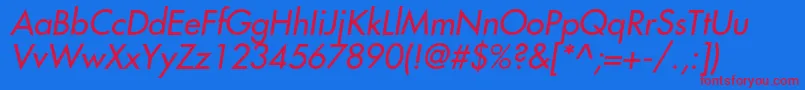 FavoritcItalic Font – Red Fonts on Blue Background
