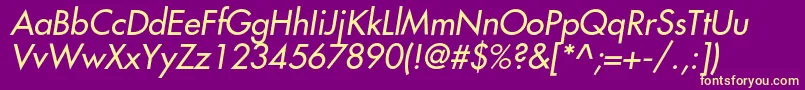 FavoritcItalic-fontti – keltaiset fontit violetilla taustalla