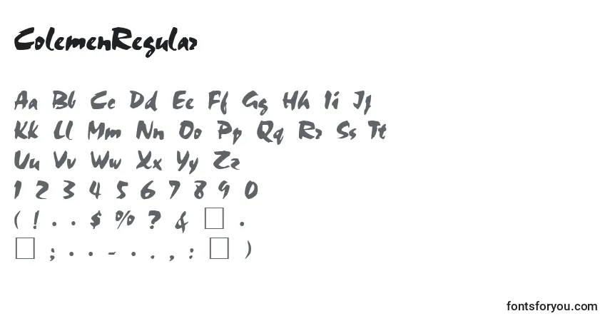 Schriftart ColemenRegular – Alphabet, Zahlen, spezielle Symbole