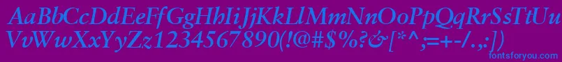 GaramondretrospectivesskBoldItalic Font – Blue Fonts on Purple Background