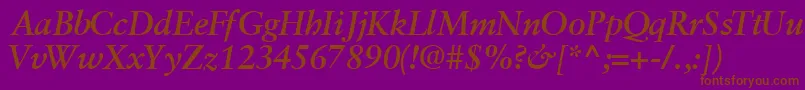 GaramondretrospectivesskBoldItalic-Schriftart – Braune Schriften auf violettem Hintergrund