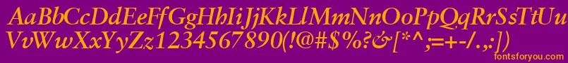 GaramondretrospectivesskBoldItalic Font – Orange Fonts on Purple Background