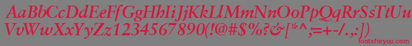 フォントGaramondretrospectivesskBoldItalic – 赤い文字の灰色の背景