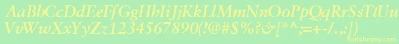 GaramondretrospectivesskBoldItalic Font – Yellow Fonts on Green Background