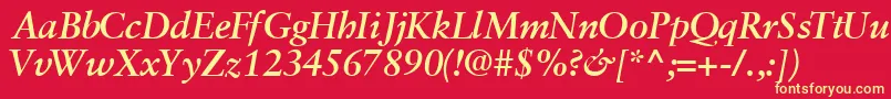 GaramondretrospectivesskBoldItalic Font – Yellow Fonts on Red Background