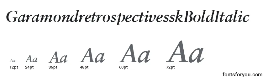 Размеры шрифта GaramondretrospectivesskBoldItalic