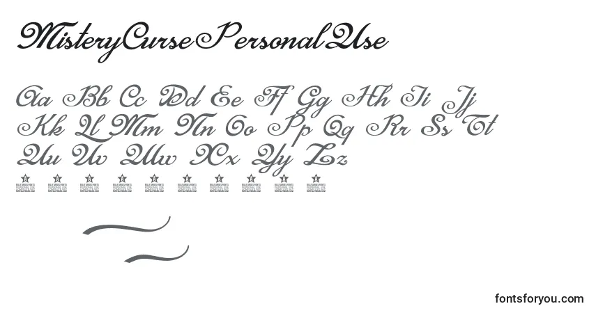 MisteryCursePersonalUse Font – alphabet, numbers, special characters