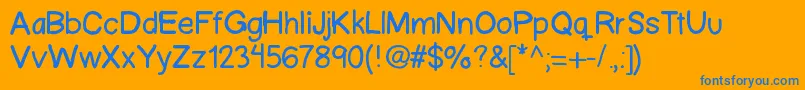 Ascriptt-Schriftart – Blaue Schriften auf orangefarbenem Hintergrund