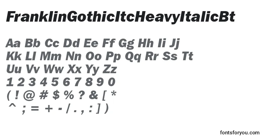 Шрифт FranklinGothicItcHeavyItalicBt – алфавит, цифры, специальные символы